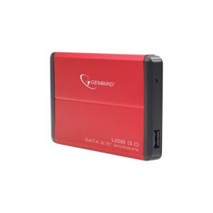 Gembird case pro 2.5 SATA disk - USB 3.0, červený hliník, HDD/SSD
