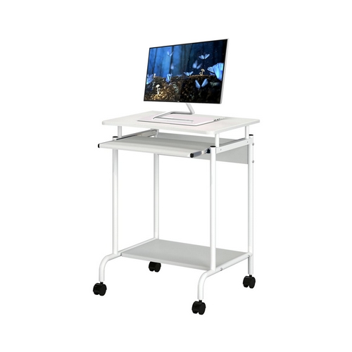 Počítačový stůl, Techly compact, mobilní, s policí bílý